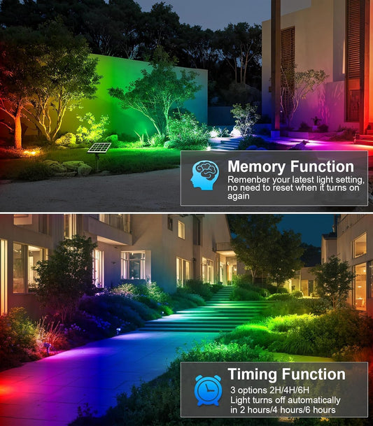 uces solares 6 en 1 para paisaje, focos RGB que cambian de color